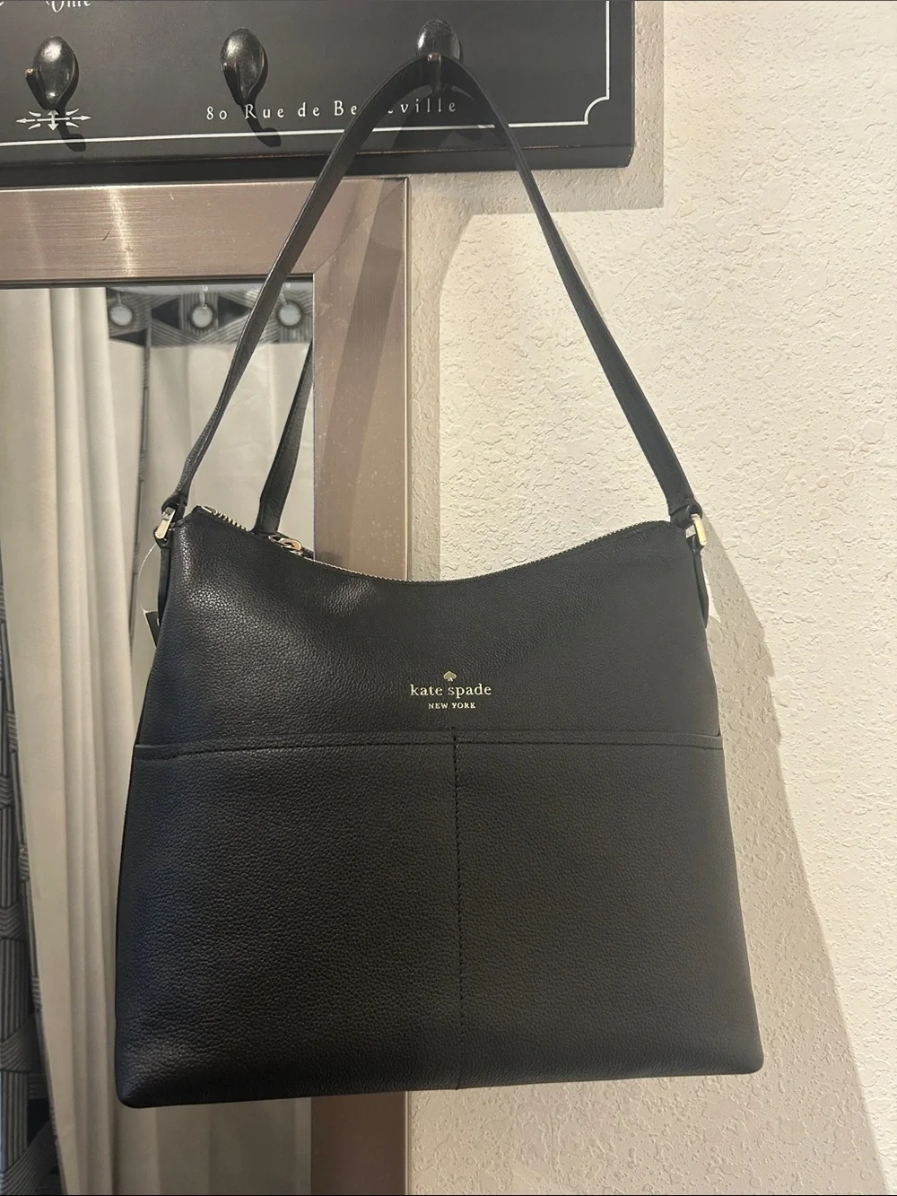 Kate Spade Black Pebble Leather Shoulder Bag NWT.